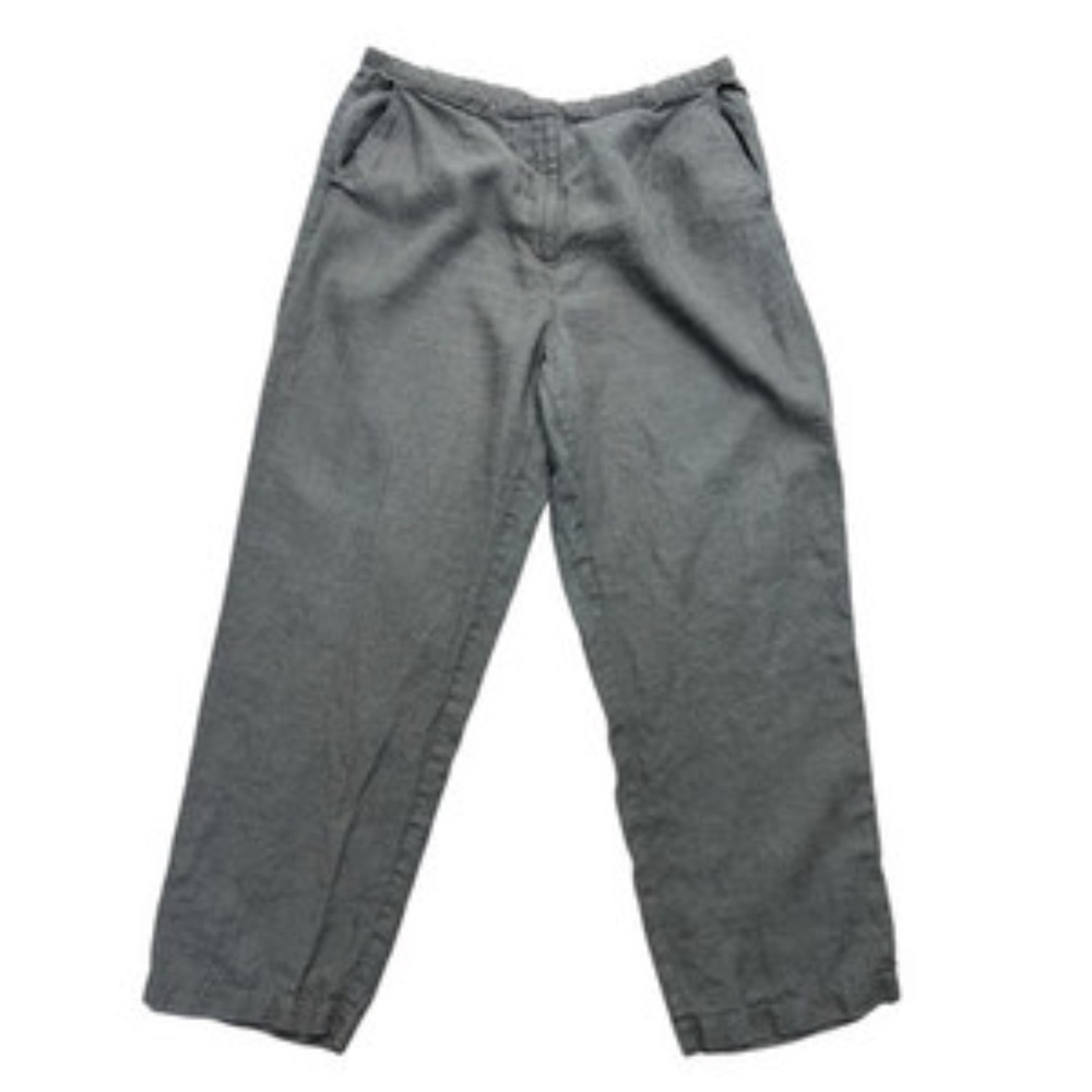 Eileen Fisher Pants Women 1X Brown Irish Linen Wide Leg Relaxed Pockets Capsule‎